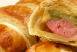 Spicy sausage in a puff