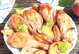 Куриные голени запеченные с персиками
